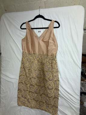 Renato Nucci Gold Silk Sequin Embellished Sleeveless Cocktail Dress Size 40